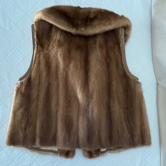 Mink Fur Vest in Cognac Colour - Vintage - Authentic - Picture 5 of 17